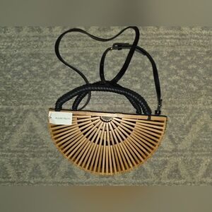 Brown Bamboo Half-Moon Bag